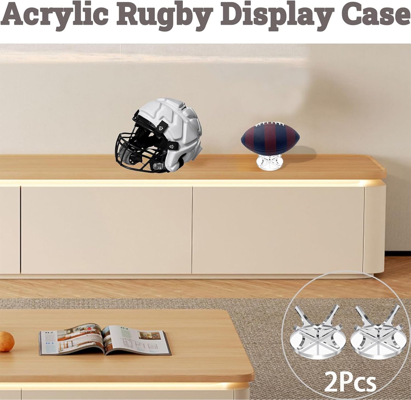 2Pcs Acrylic Baseball Holder Display Case Display for Balls Suitable for Baseball, Golf Softball, Tennis Ball Spheres, Thanksgiving Pumpkin Ball, Wooden Eggs Clear Baseball Stand
