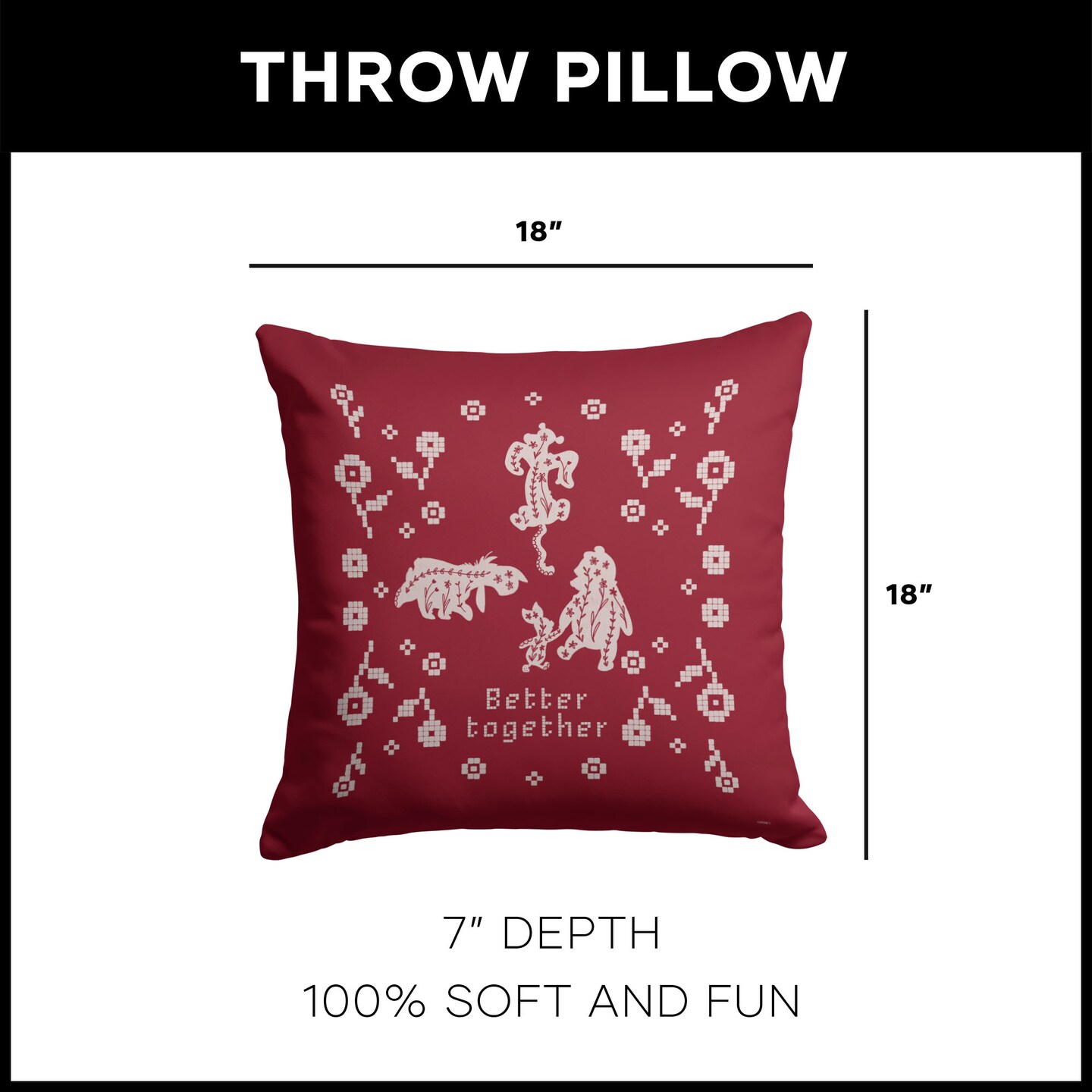 Disney Winnie the Pooh Throw Pillow 18X18 Inches