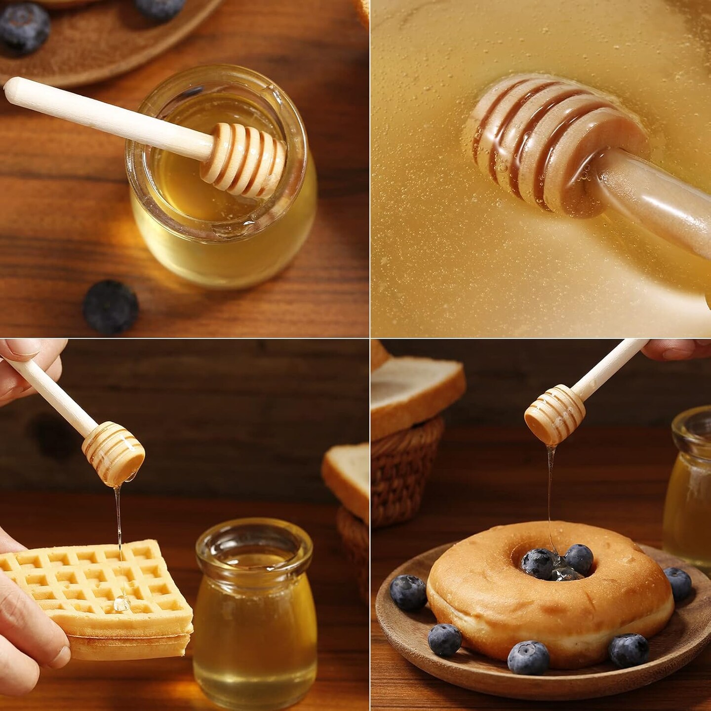 25 Pcs Honey Sticks Dipper, 3 inch Mini Wooden Honeycomb Stick, Small Honey Spoons Stirrer Stick for Honey Jar Dispense Drizzle Honey and Wedding Party Favors Gift