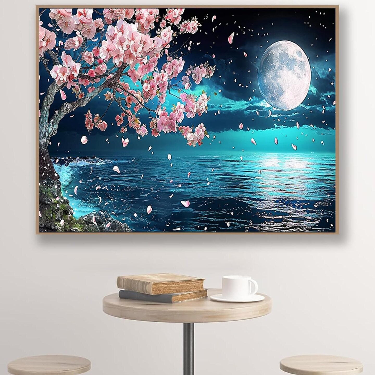 Moon Diamond Art Painting,Large Diamond Painting Lake Kits for Adults,DIY Full Drill Crystal Rhinestone Arts,Gem Art Painting with Diamond Home Wall Decor