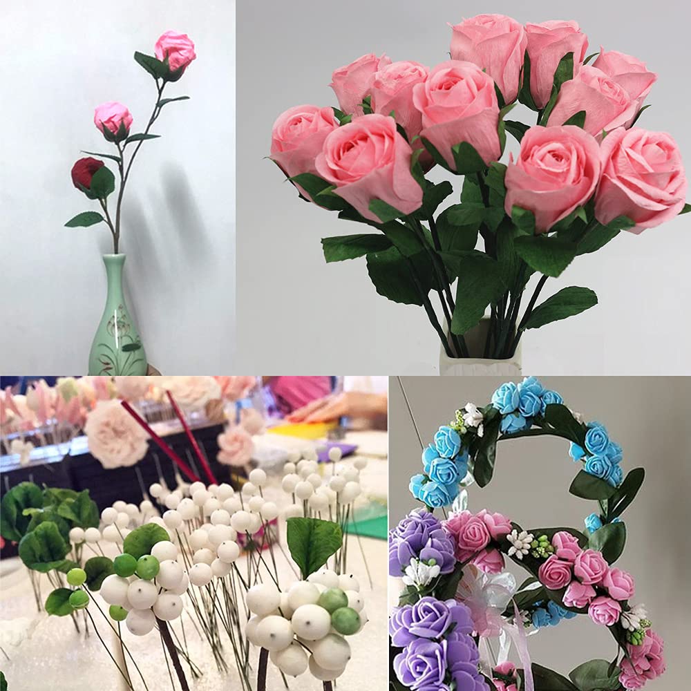 21.6 Inch Floral Stems Wire Green Paper Wrapped Wire 18 Gauge 20 Gauge 24 Gauge for Crafts Flower Arrangement