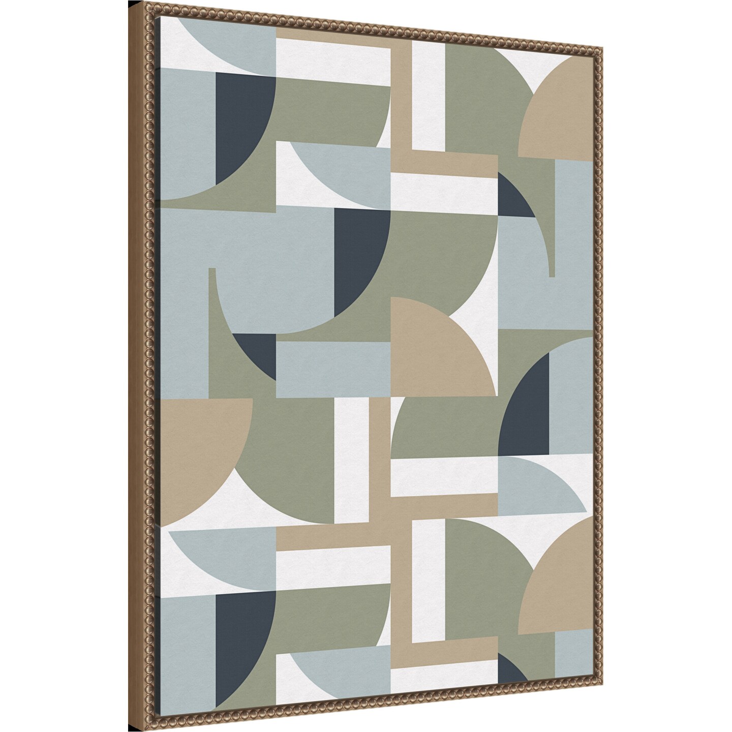 Futuristic Bauhaus Polygons Beige by Ninola Design Framed Canvas Wall Art