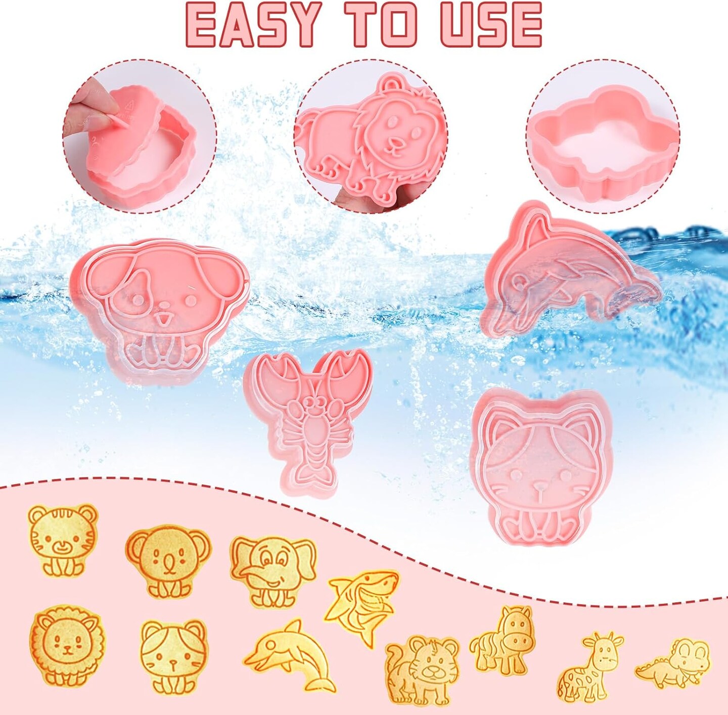 Animal Cookie Cutters with Plunger Stamps Set 24 Pieces