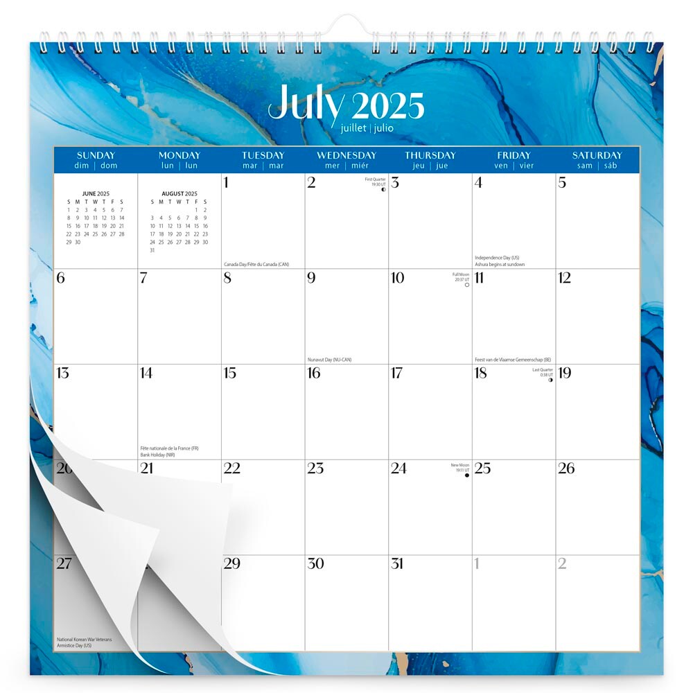 Crackled Blush | 2026 12 x 12 Inch (Hanging) 18 Months Monthly Square Wire-O Calendar | Sticker Sheet | July 2025 - December 2026