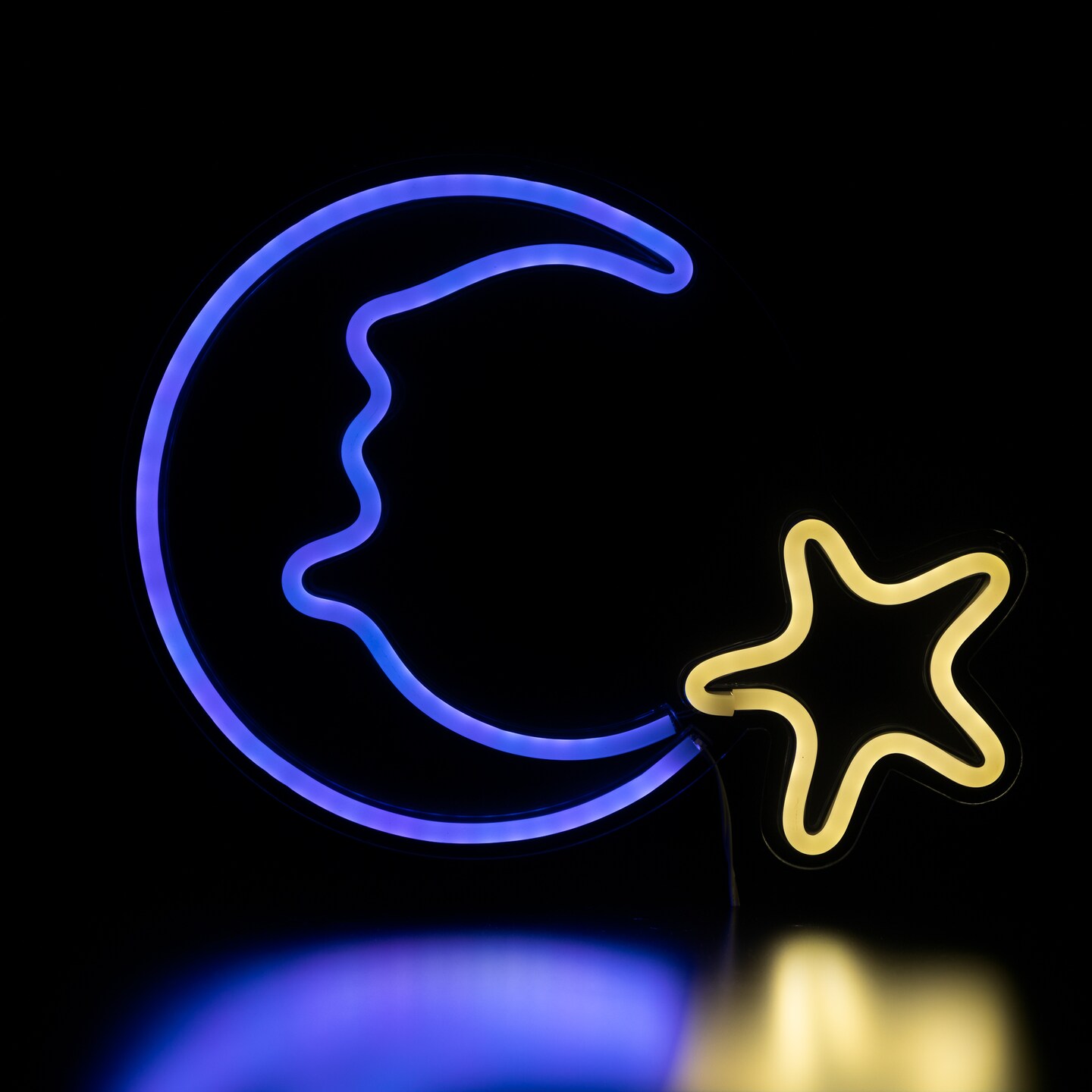 Northlight LED Moon and Star Neon Lighted Wall Art - 15&#x22;