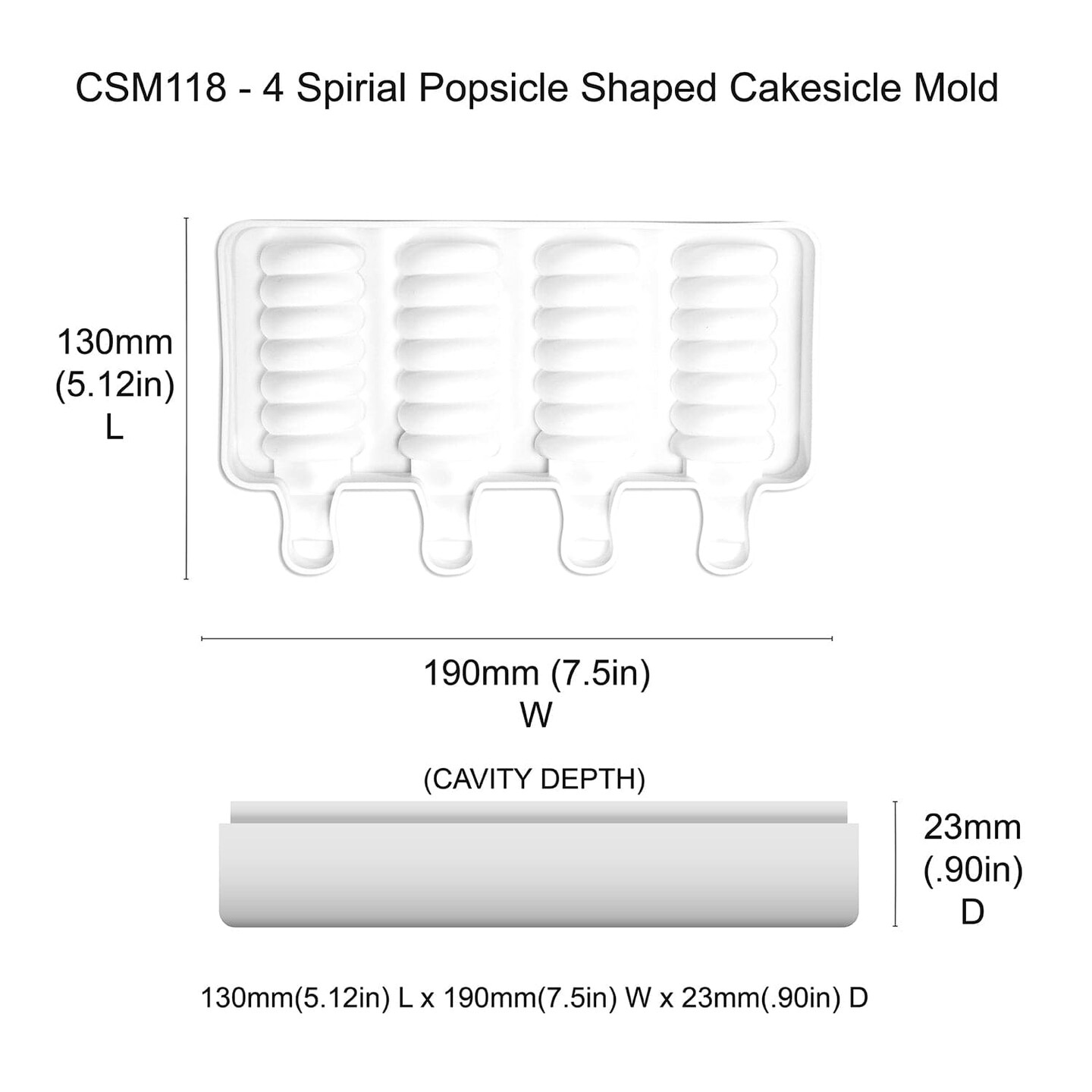 4 Cavity Spiral Popsicle Mold - Silicone Mold