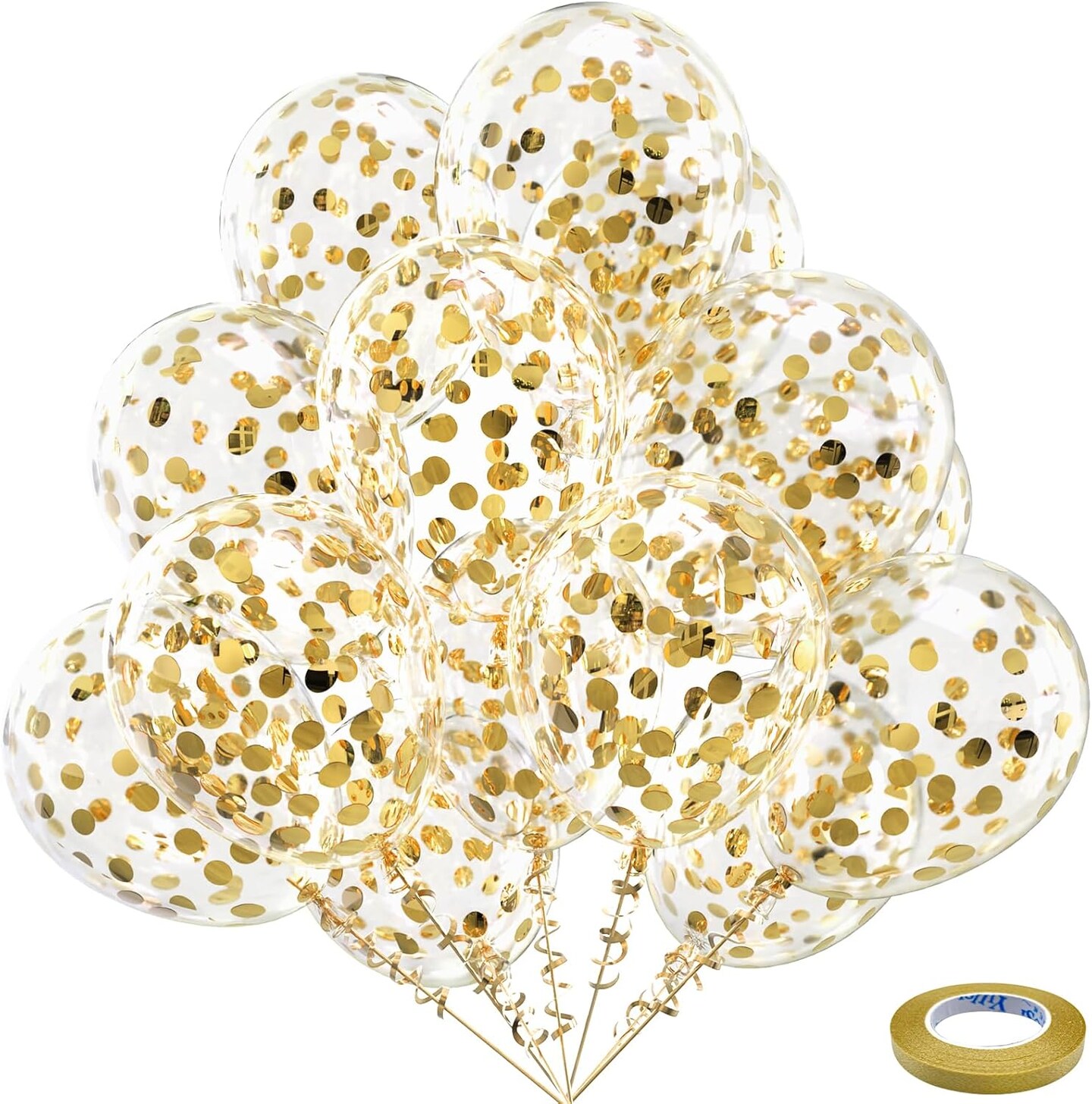 Gold Confetti Latex Party Balloons - 60 Pack 12 inch Helium Gold Confetti Balloons for Wedding Graduation Baby Shower Birthday Party Decorations