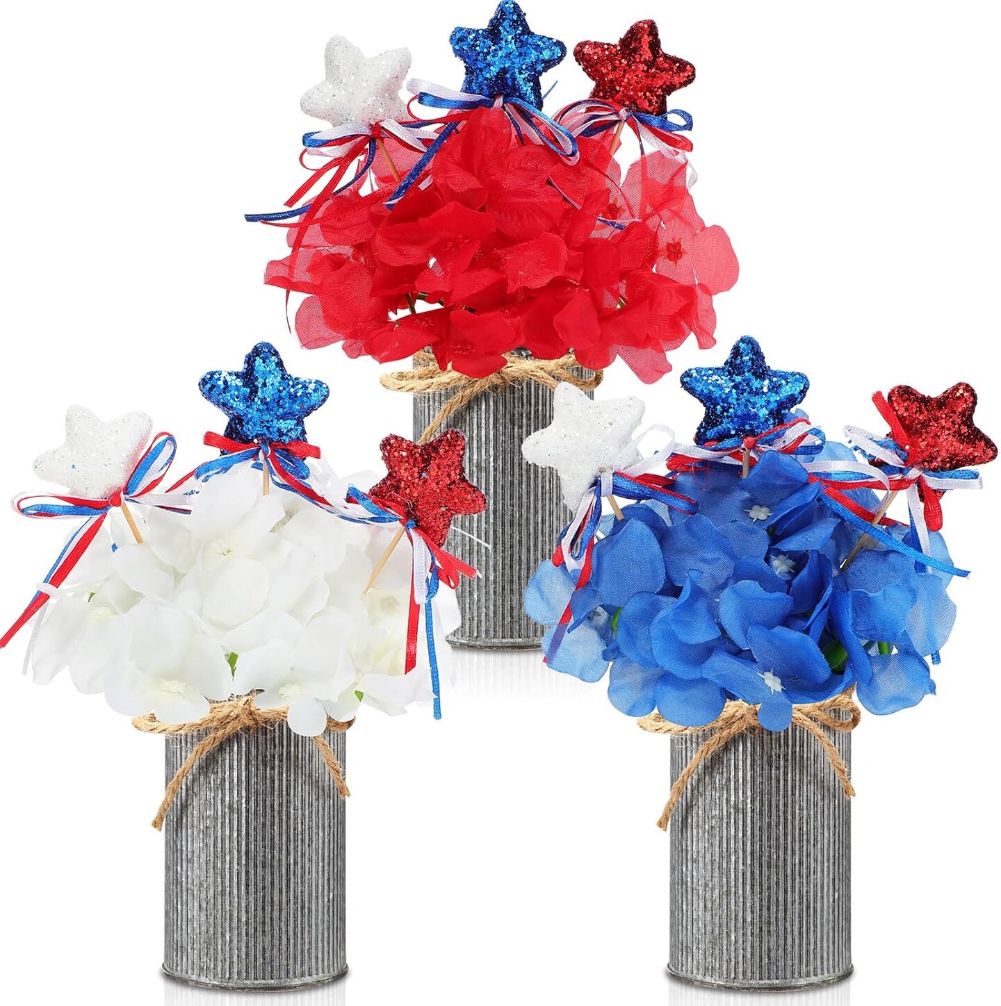 3 Sets 4th of July Table Centerpieces Memorial Independence Day Patriotic Red White Blue