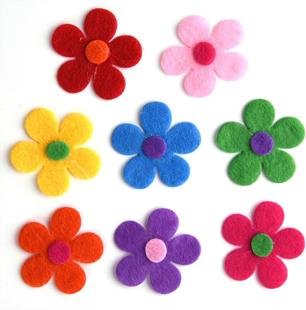 120 Pieces Summer Felt Flowers Fabric Flower Embellishments Assorted Colors for DIY Crafts