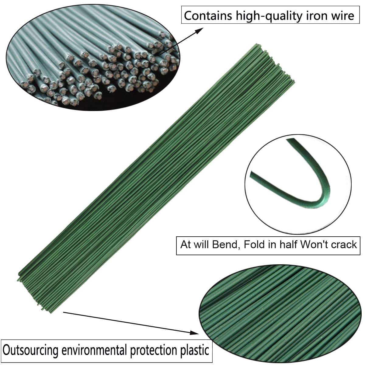 50-Pack Dark Green Paper-Wrapped Floral Stem Wire, 16in Craft