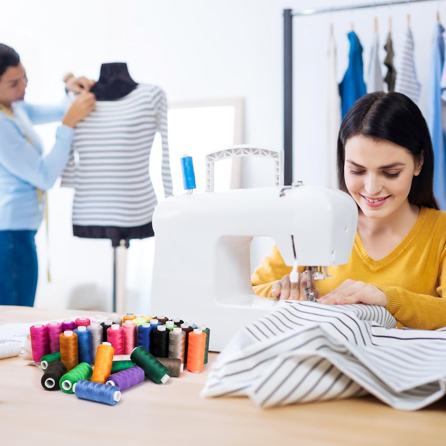 60 Rolls Sewing Threads Kit, 400 Yard per Polyester Thread Spools for Sewing Machine, All Purpose Thread String for Hand Sewing and Embroidery