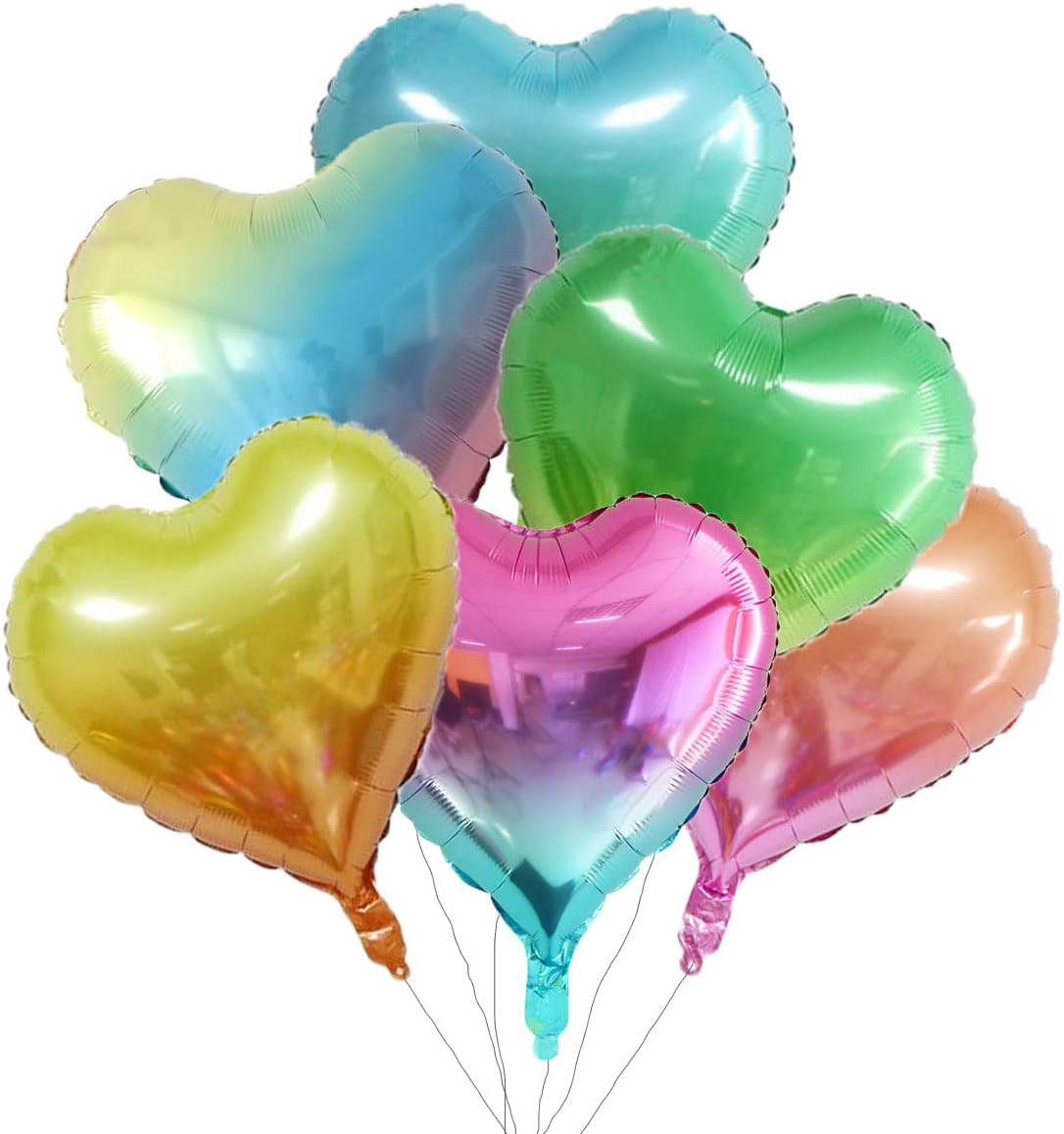 18-Pack 18in Gradient Rainbow Heart Foil Balloons – Party Decor for Birthday & Wedding