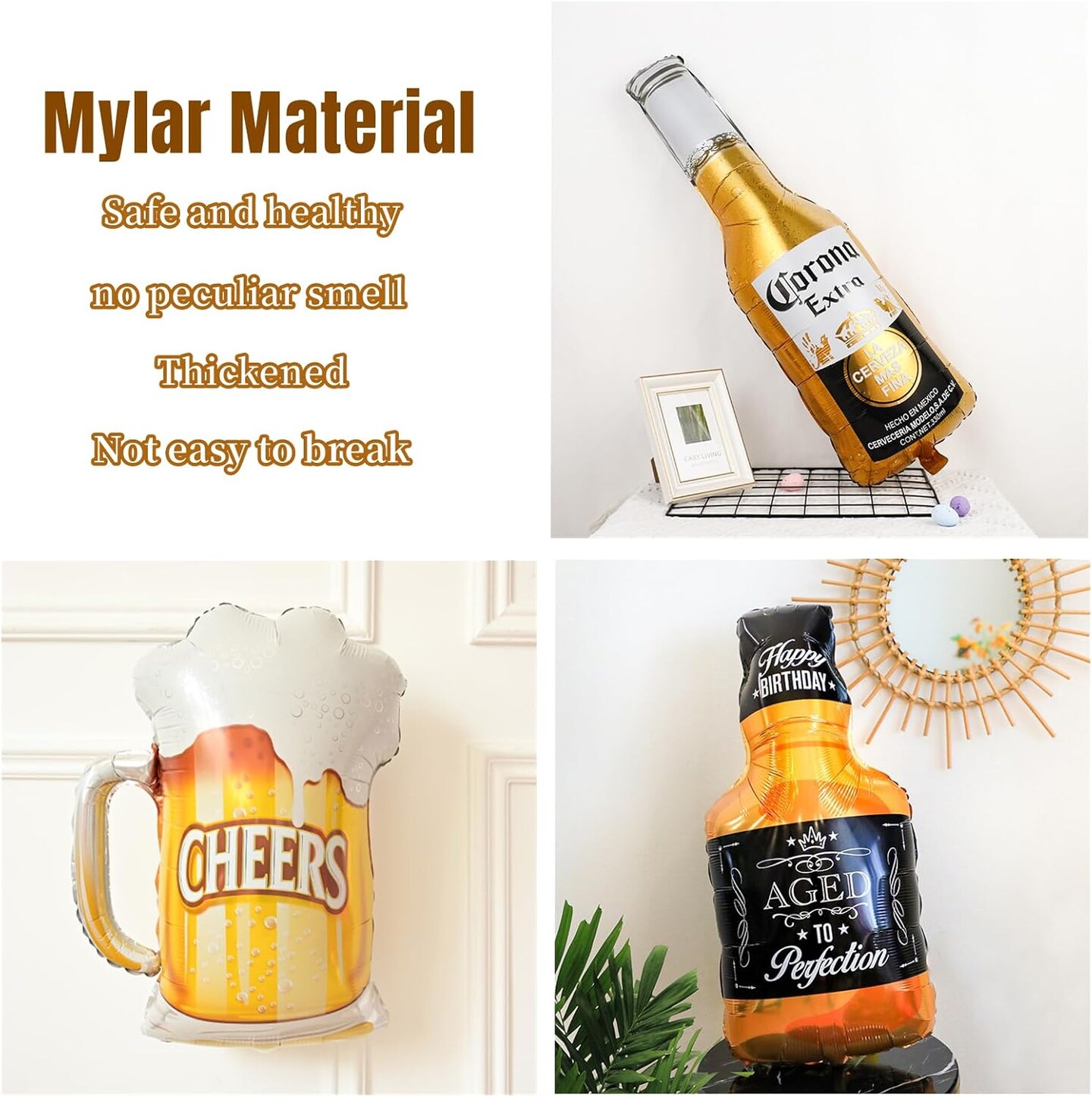 9pcs Corona Whisky Beer Mug Mylar Foil Helium Balloons, Men Women Boys Girls Beer Themed Birthday Party Decoration, Baby Shower Engagement Decoration Supplies