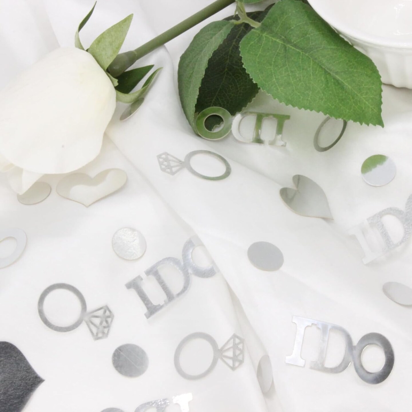 Wedding Confetti, Engagement Confetti for Wedding Shower Decorations, Bridal Shower Confetti for Bridal Shower Decorations, 160 PCS Glitter Silver I DO Confetti for Engagement Table Decorations