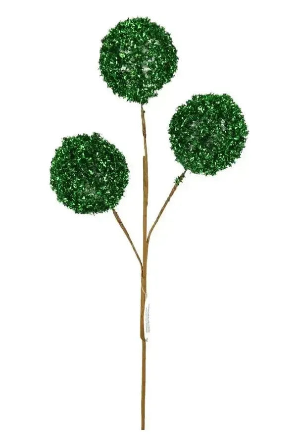 18&#x22; Green Tinsel Ball Pick