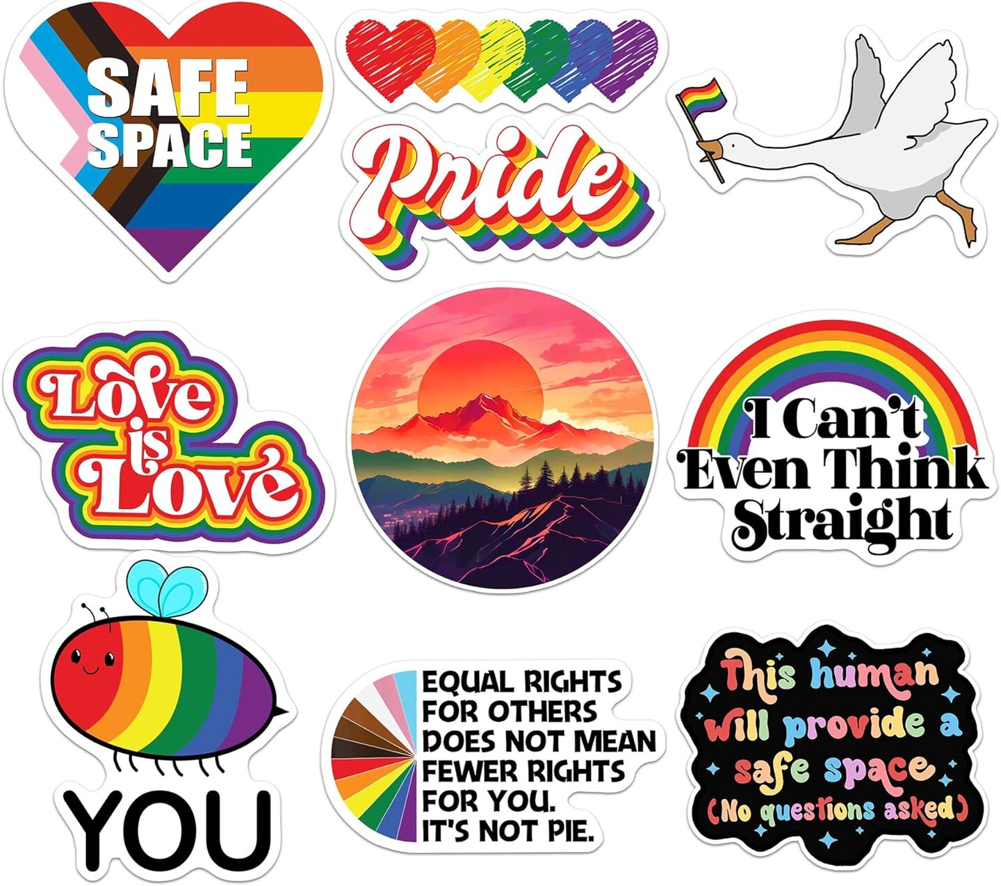 (Set of 10) LGBTQ+ Pride Subtle Ally Subtle LGBTQ Stickers, Equal ...