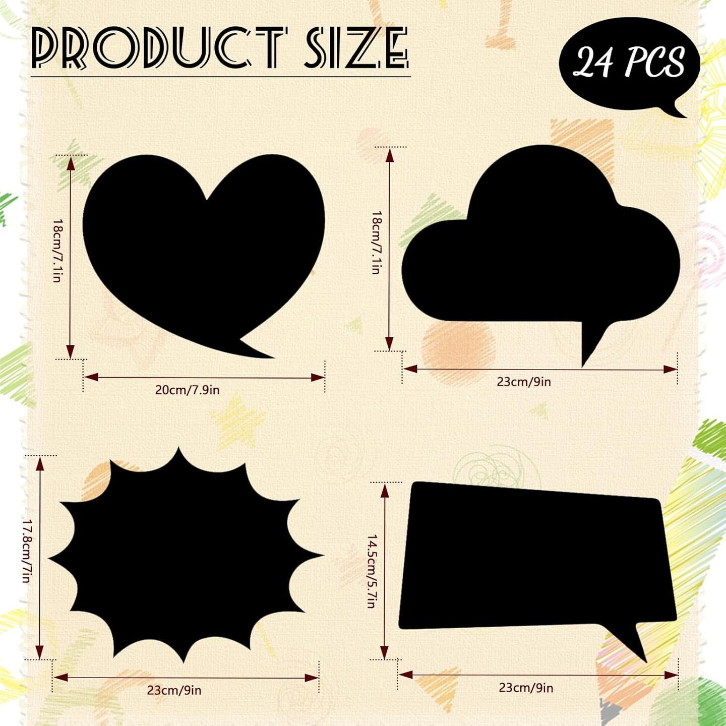 24 PCS Large Blank Photo Booth Props, Writable Chalkboard Black Cards Make Your Own Photo Props Wedding Photo Booth Props Birthday DIY Photo Booth Picture Props