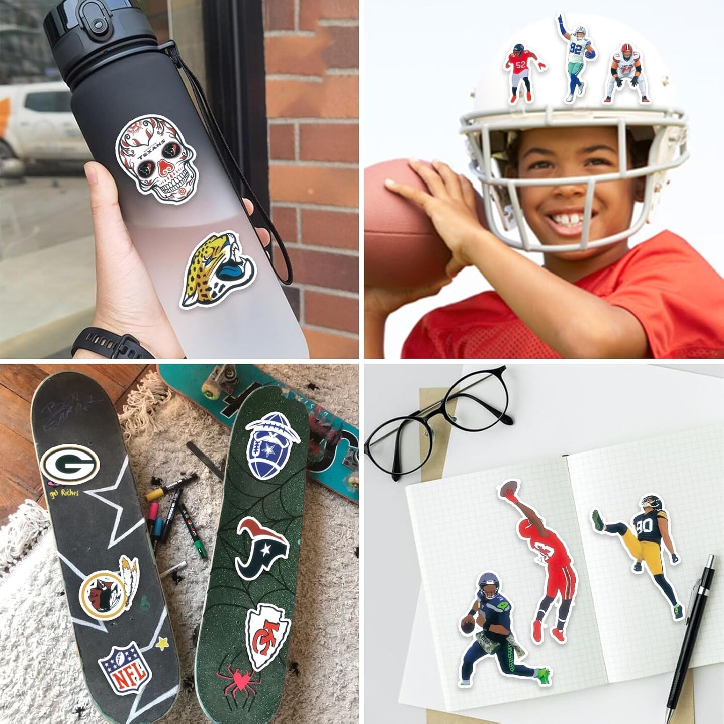 100 Pcs American Football Stickers Sports Stickers Water Bottle Computer Laptop Vinyl Stickers for Boys Teens Adults Kids Girls Football Fans