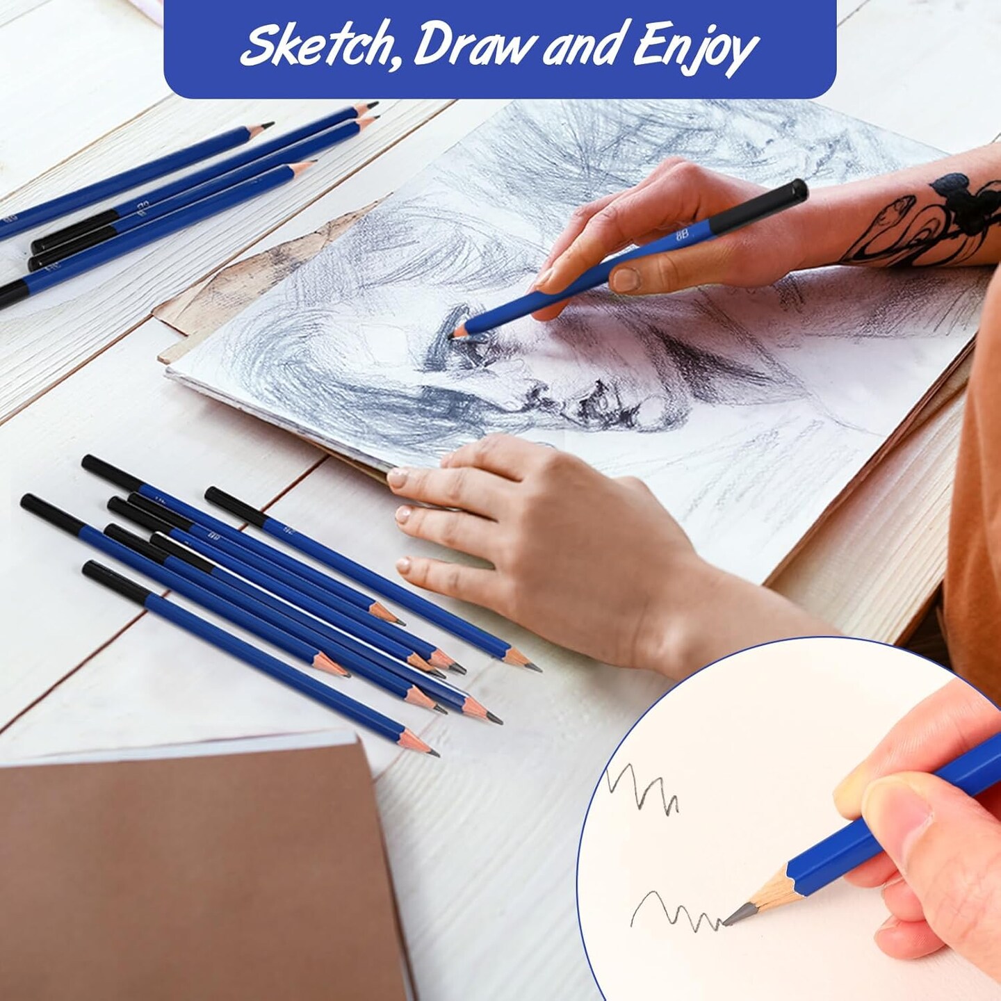120 Pcs Graphite Sketch Pencil Set (8B - 5H) Professional Drawing Pencils for Beginners Pro Artists Drawing Art, Sketching