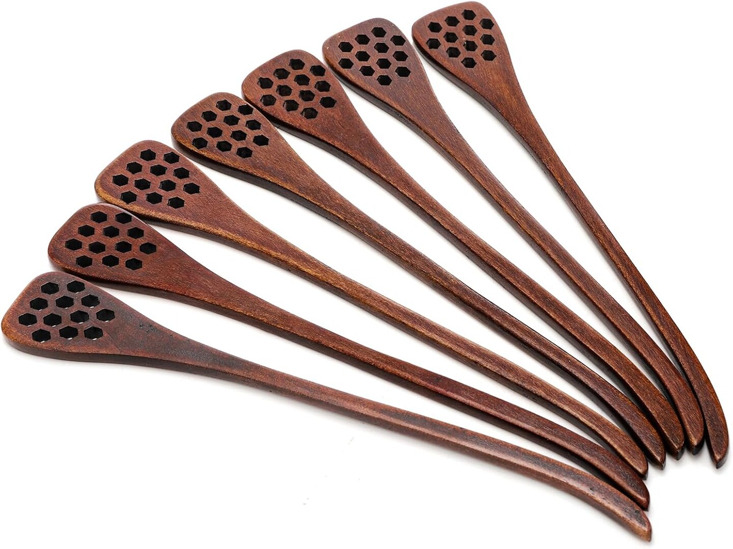 12 Pack Wood Honey Dipper, Honey Spoon Sticks, Honey Mixing Stirrers for Tea Coffee, Honey Comb Sticks with Long Handle, Reusable Honey Wand Syrup Dippers for Home Kitchen Party, Food Safe, 7&#x27;&#x27;