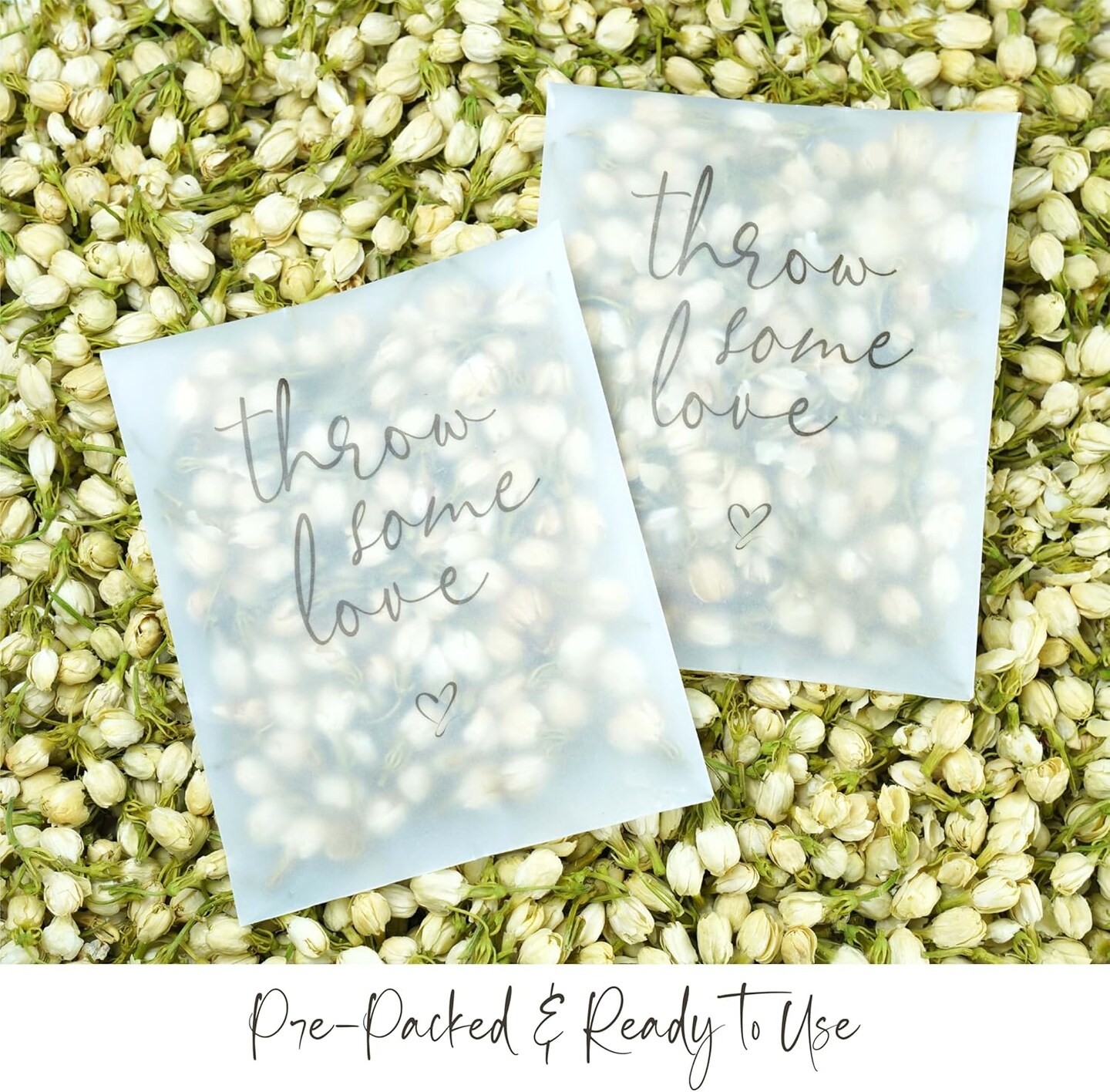 50 Pack Prefilled Confetti Packets | Biodegradable Confetti, Dried Flower Petals | Real Flower Petals to Throw at Wedding, Confetti Bags, Glassine Bags Rose Petals Wedding Send Off Ideas