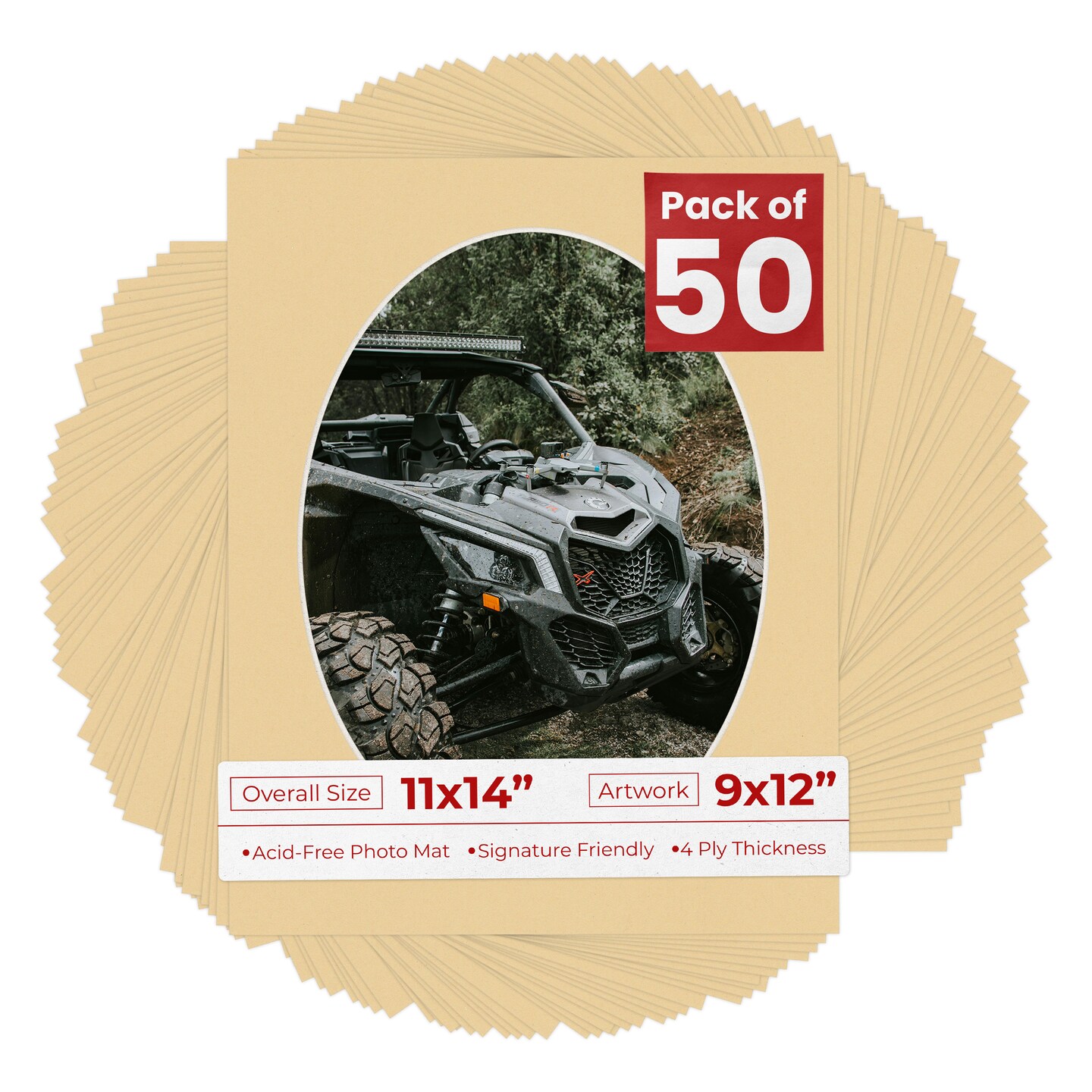 Beige Mat Board for 11x14 Frames - Oval Opening for 9x12 Photos