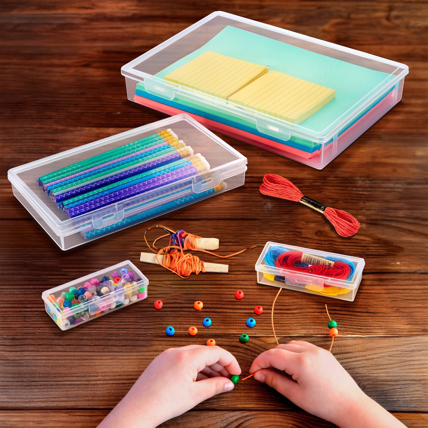 Sorbus 4 Piece Stackable Document & Paper Storage Box Set - Multipurpose for Letter, Check, Small office tools - Perfect for Office, Craft Supplies & More!