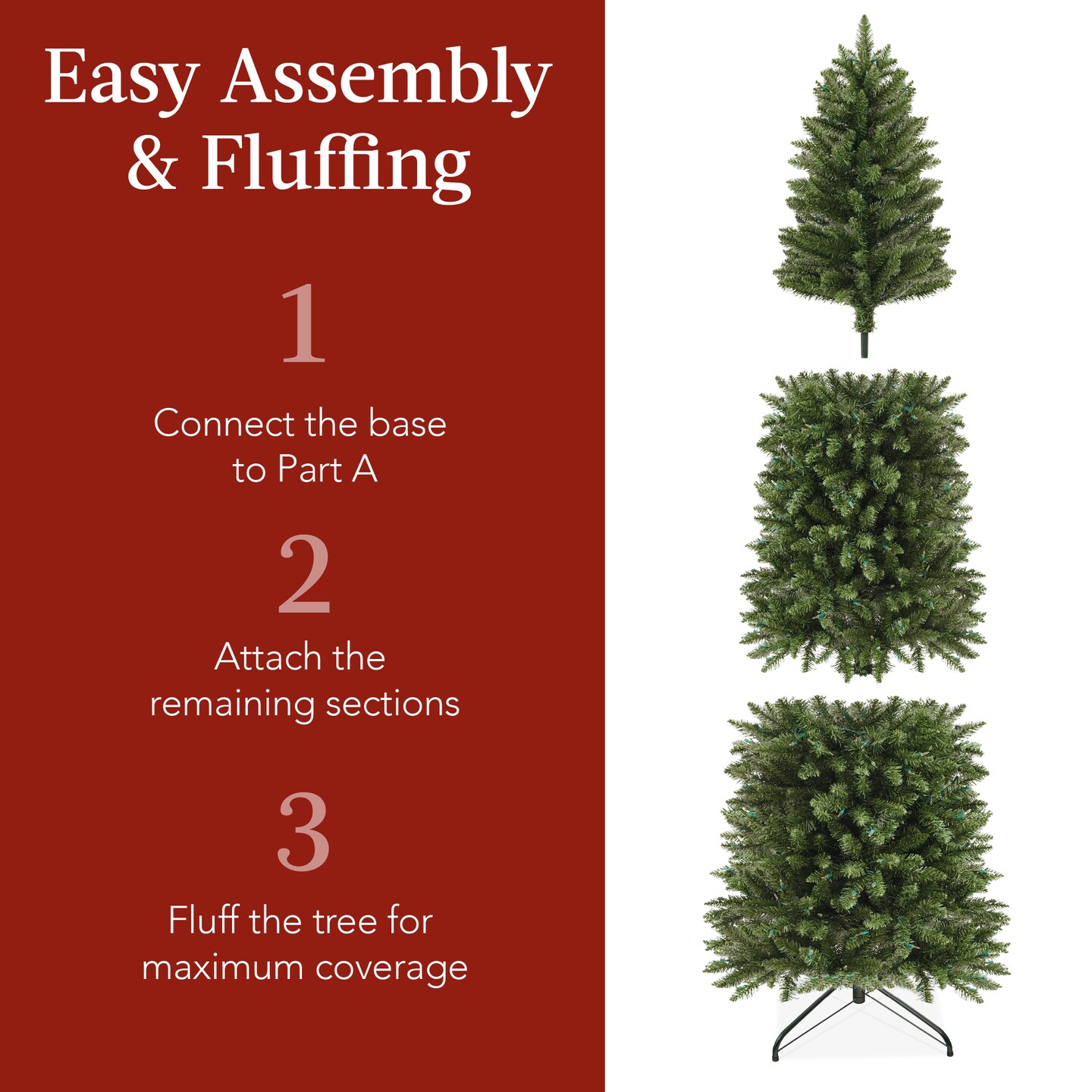 Best Choice Products Unlit Pencil Christmas Tree, Spruce Style Holiday D&#xE9;cor w/ Metal Base