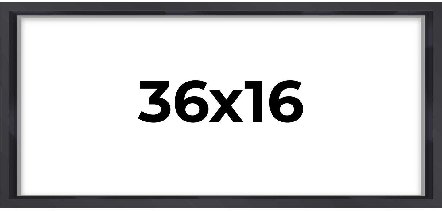 Panoramic Shadow Box 3/4" Depth Black Picture Frame - UV Acrylic, Backing, Hanging Hardware