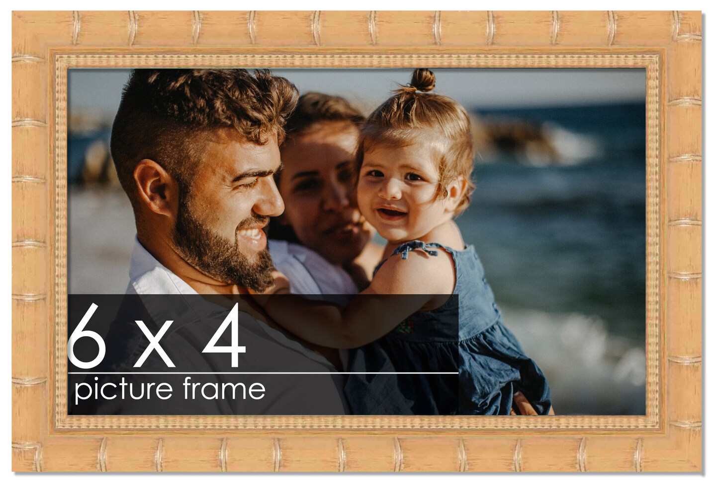 6x4 Modern Bamboo Picture Frame with UV-Resistant Acrylic & Acid Free Backing, Available in 5 Finishes - Gold, Silver, Brown, Black, and Natural