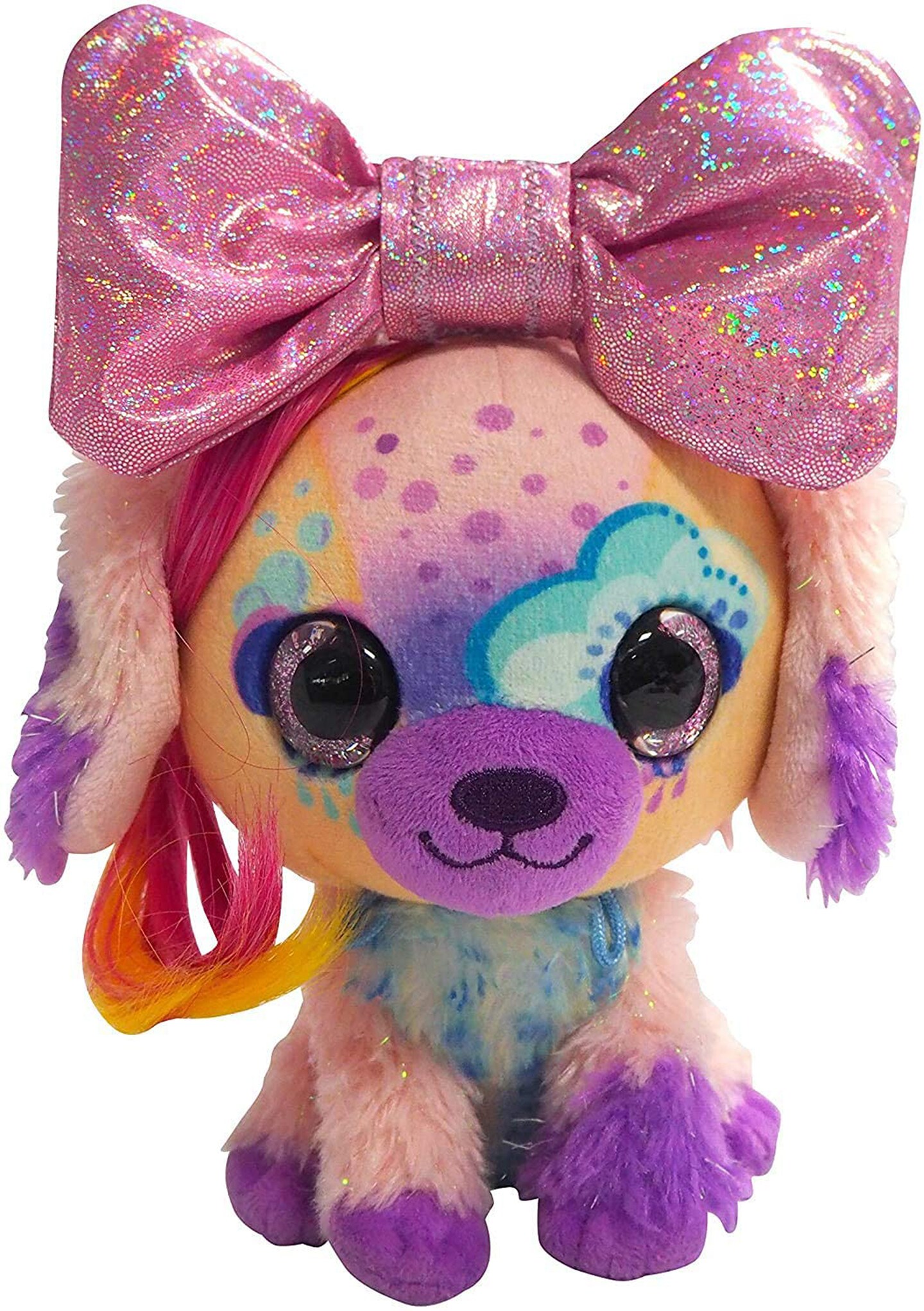 Little Bow Pets Large 9&#x22; Plush Stormy Bow Pet (Pink Bow Dog)