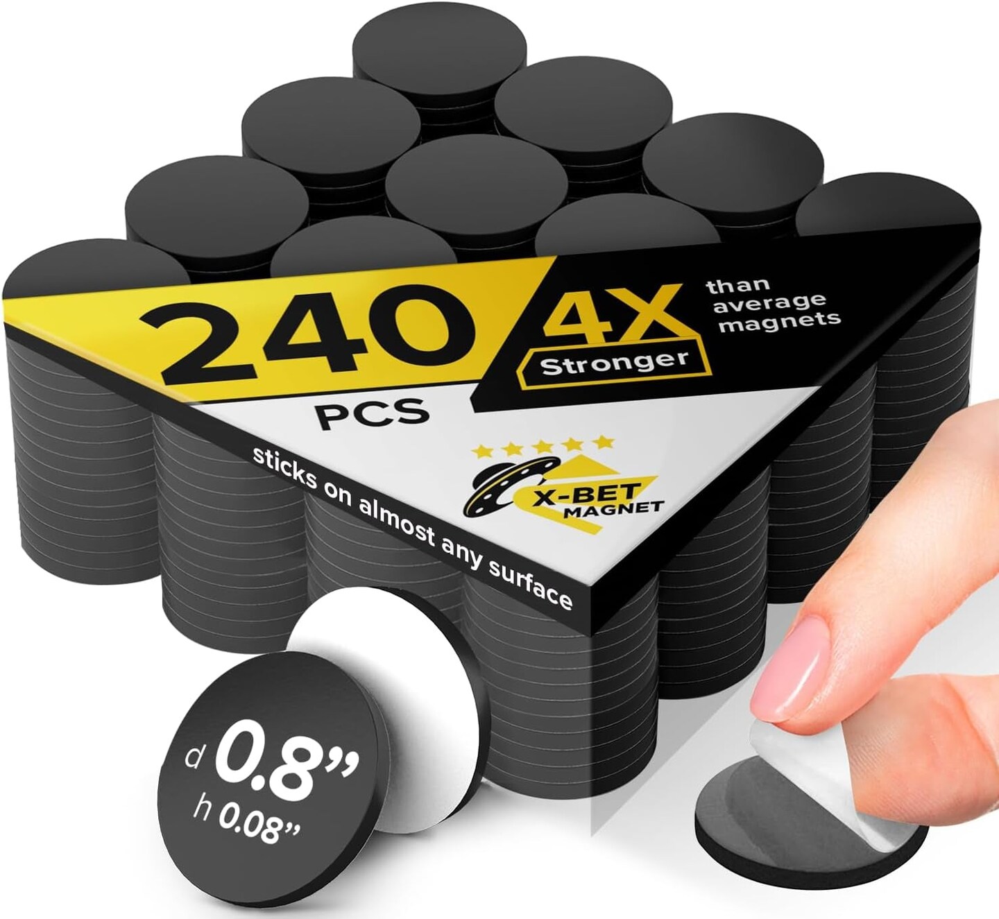Magnetic Dots - Self Adhesive Magnet Dots 240 Pcs (0.8&#x22; X 0.8&#x22;) - Big Industrial Flexible Sticky Magnets with Adhesive Backing Are Great Alternative to Magnetic Stickers, Tape and Strip