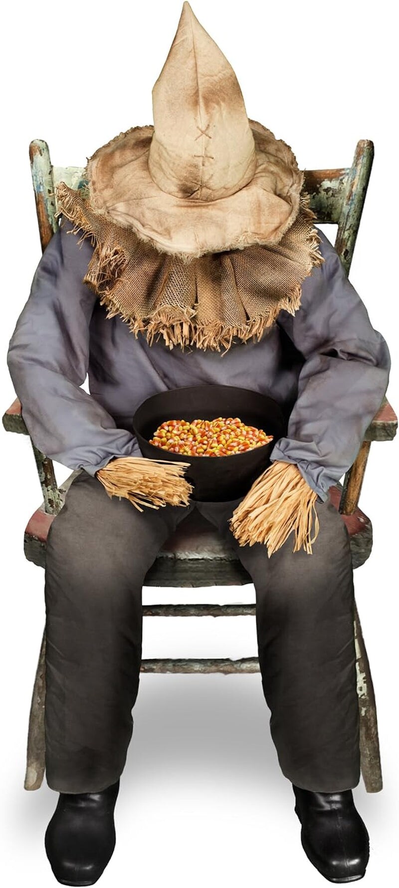 Sitting Scarecrow Animatronic | Halloween Décor | Horror Décor | 4.5 Feet | Scary Decoration | Motion and Sound Activated.
