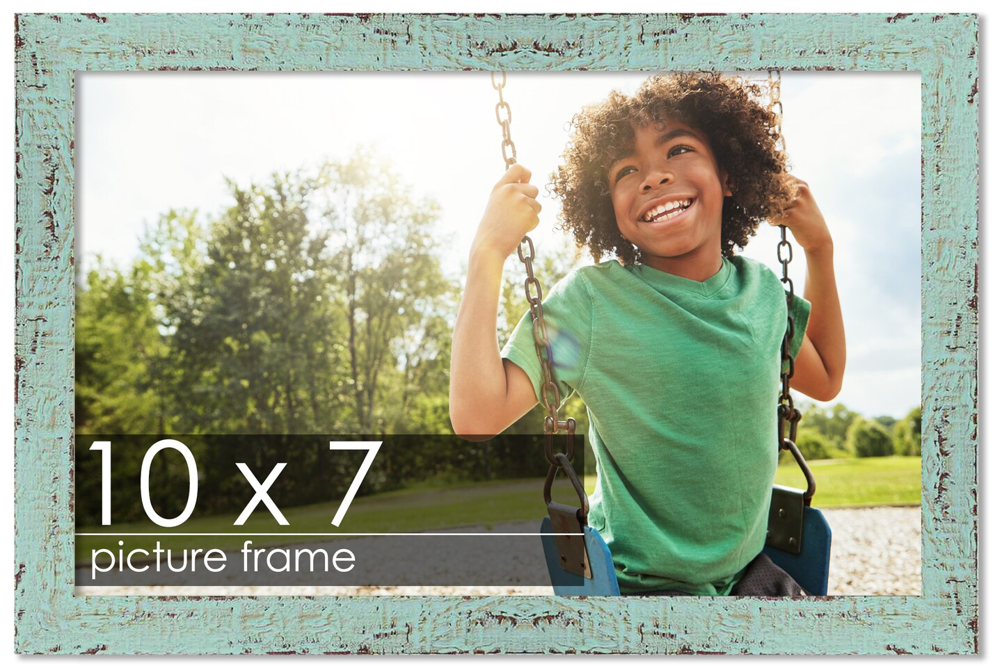 Photo Size Shabby Chic Green Picture Frame - UV Acrylic, Foam Board Backing, Hanging Hardware