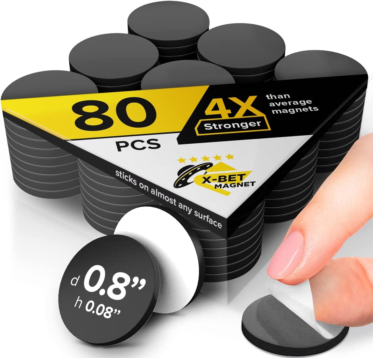 Magnetic Dots - 80 Self Adhesive Magnet Dots - Peel &#x26; Stick Magnetic Circles - Flexible Sticky Magnets - Sheets Is Alternative to Magnetic Squares, Stickers, Strip and Tape
