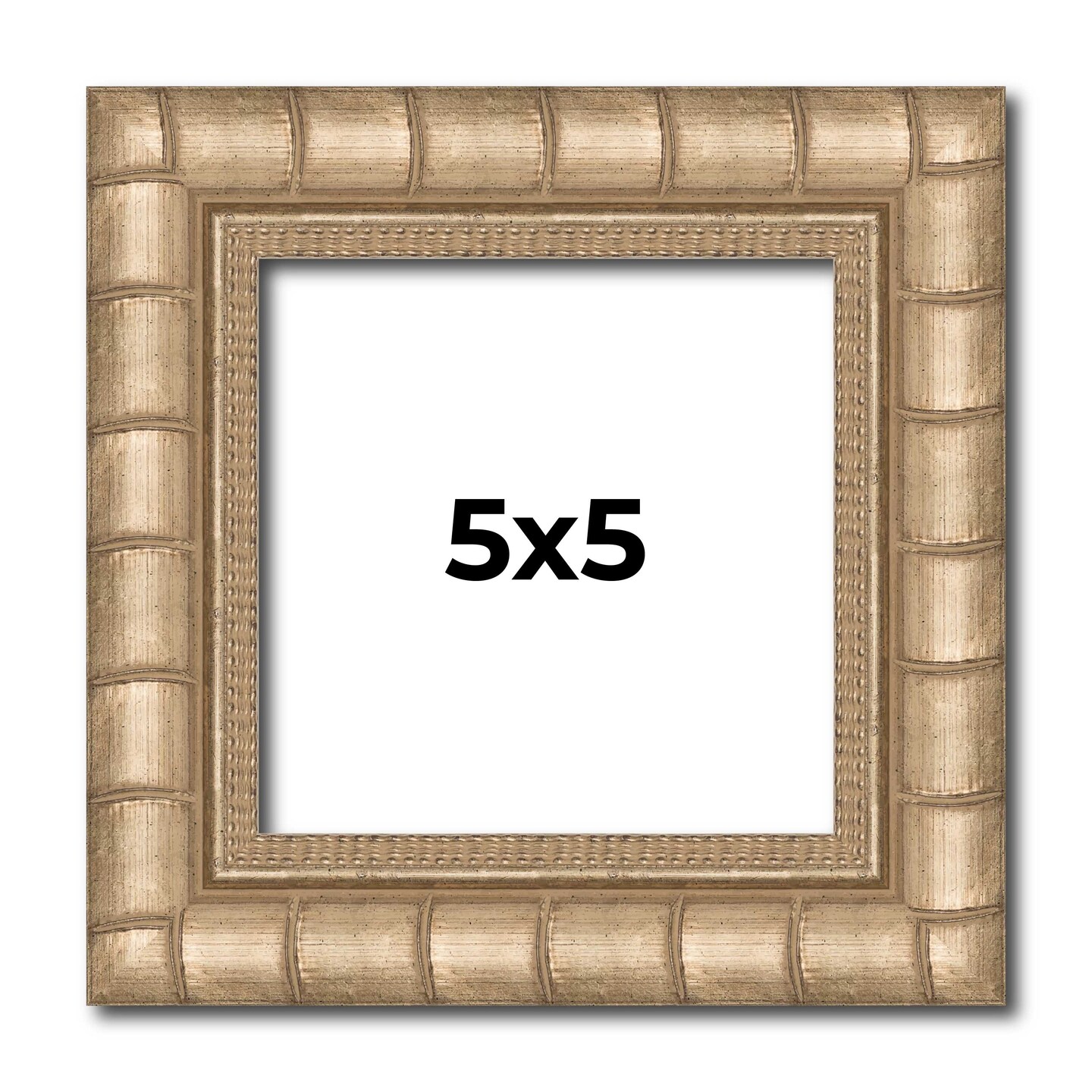 5x5 Modern Bamboo Picture Frame with UV-Resistant Acrylic &#x26; Acid Free Backing, Available in  5 Finishes - Gold, Silver, Brown, Black, and Natural