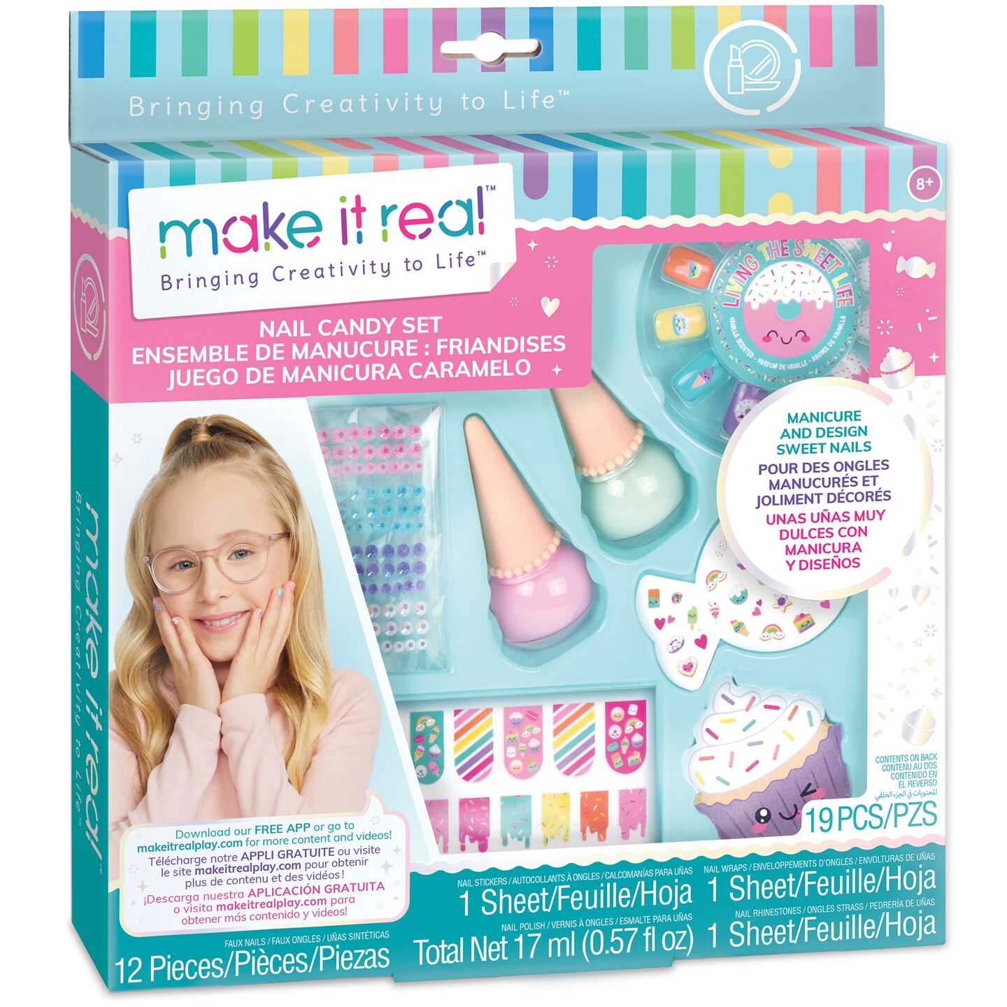 Make It Real: Nail&#xA0;Candy Set - DIY Nail Art Kit, Vanilla Scented Nail Polish, Manicure &#x26; Design Sweet Nails, Tweens, Girls &#x26; Kids Ages 8+