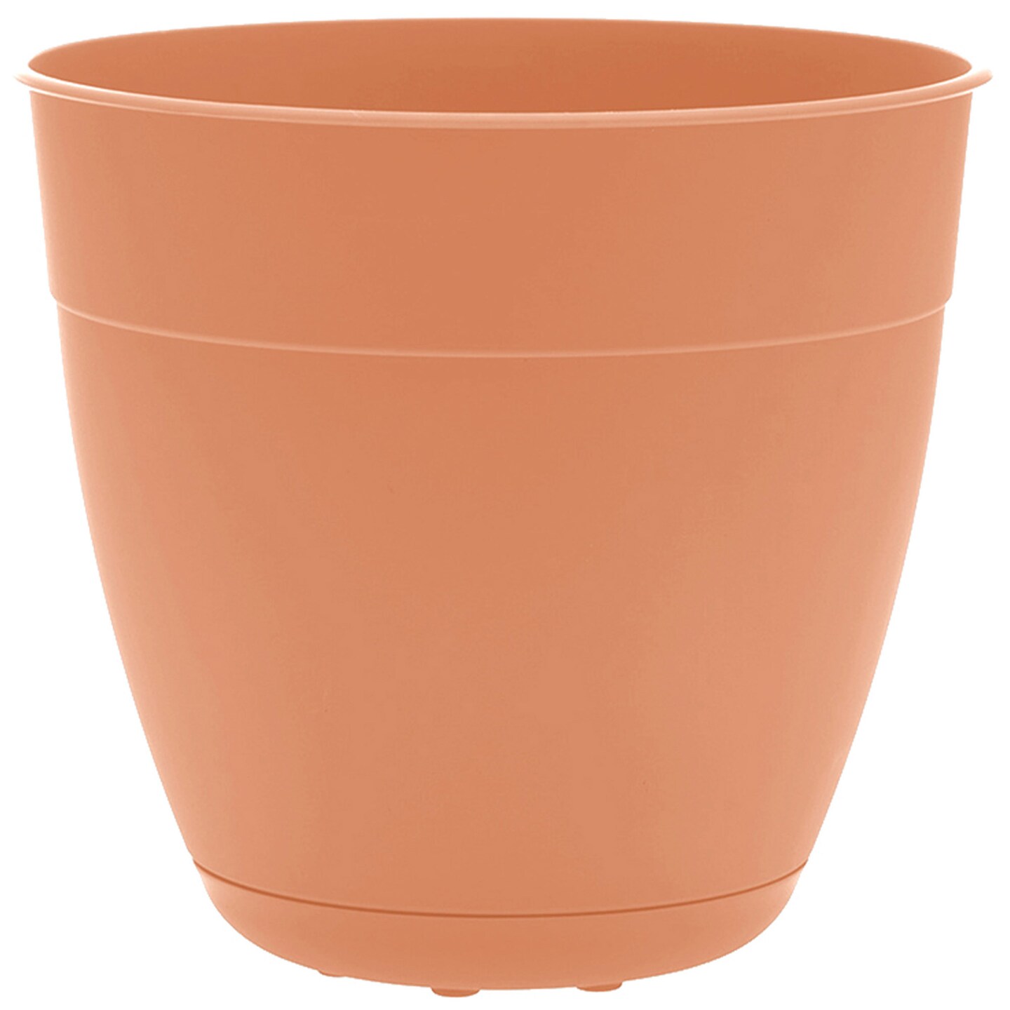 Bloem Dayton Planter With Saucer: 12&#x22; - Coral - 100% Recycled Plastic Pot, Removable Saucer, Elevated Feet, For Indoor and Outdoor Use, Gardening, 3 Gallon Capacity