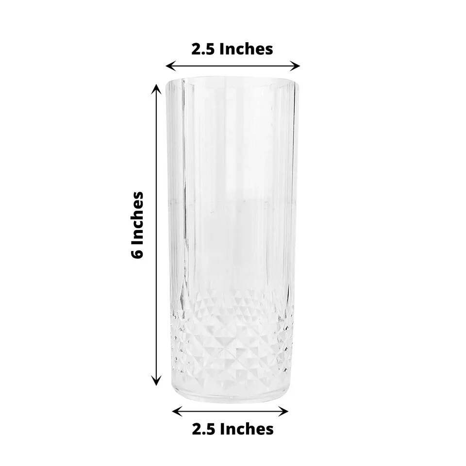 6 Clear 14 oz Crystal Plastic Drinking Glasses Party Events Disposable Tableware
