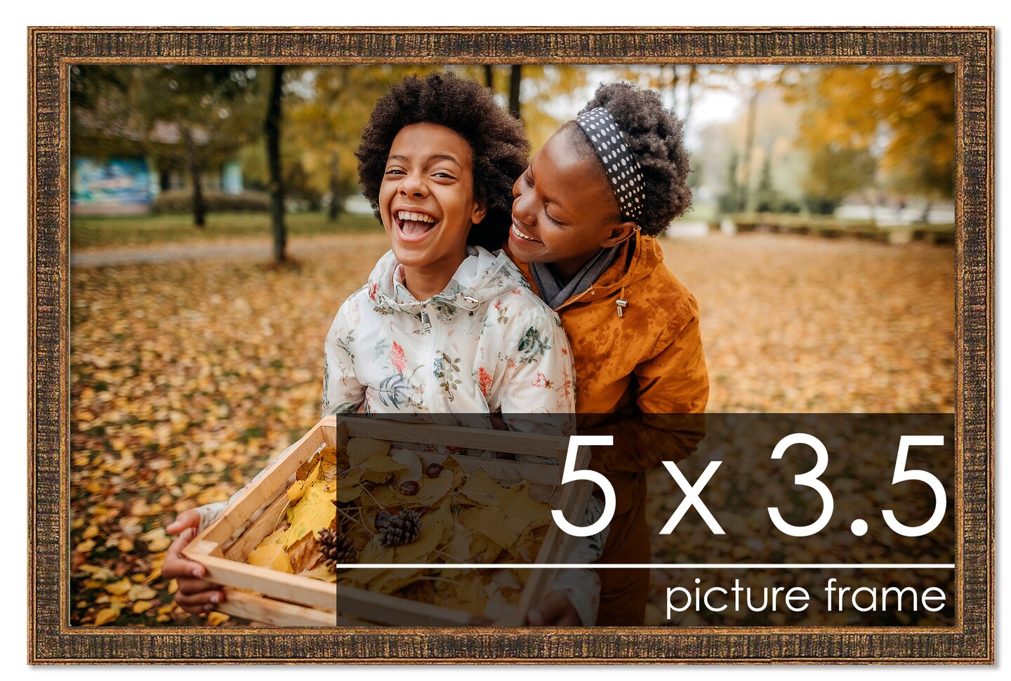 Photo Size Textured Gold Picture Frame - UV Acrylic, Foam Board Backing, Hanging Hardware