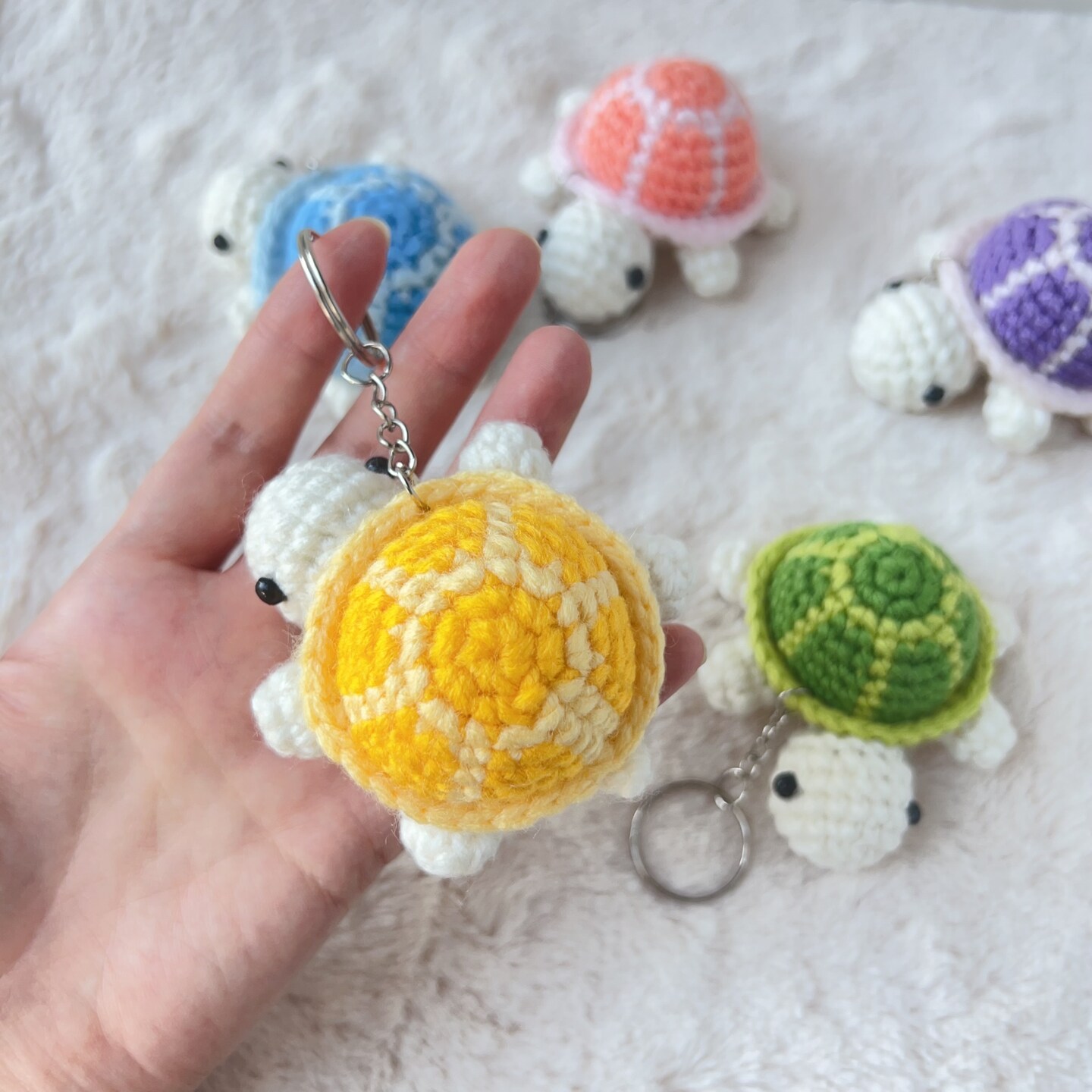 Colorful Tiny Turtle Crochet Keychain - Handmade 3