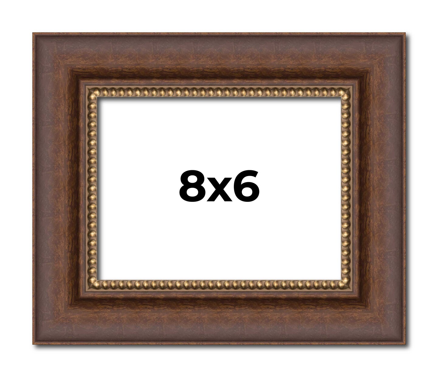 8x6 Traditional Brown Picture Frame - UV Acrylic, Foam Board Backing, Hanging Hardware