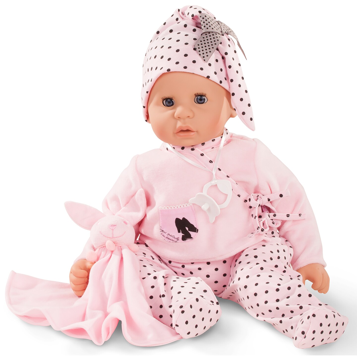 Gotz Cookie 19&#x22; Soft Baby Doll in Pink with Blue Sleeping Eyes and Accessories