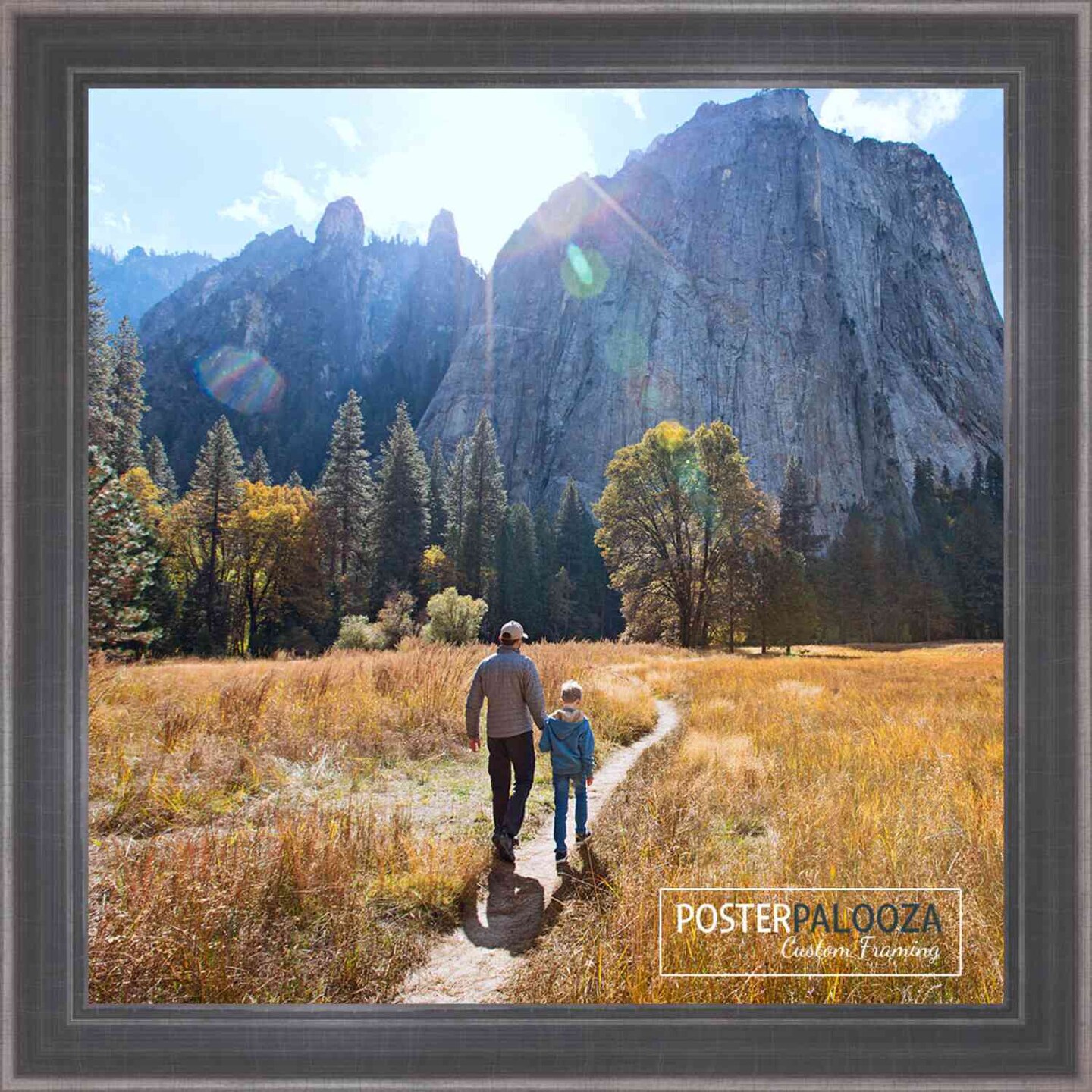 Square Elegant Silver Picture Frame - UV Acrylic, Foam Board Backing, Hanging Hardware