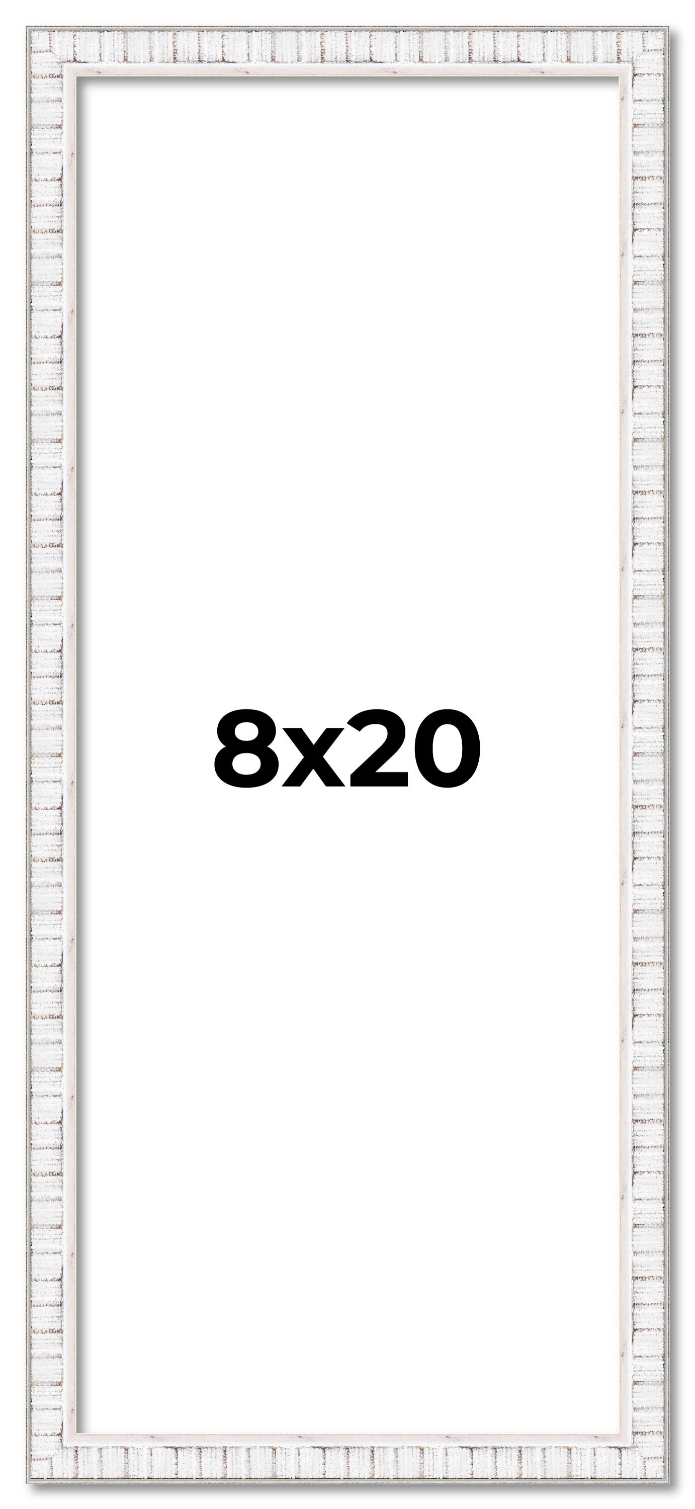 Panoramic Textured White Picture Frame - UV Acrylic, Foam Board Backing, Hanging Hardware