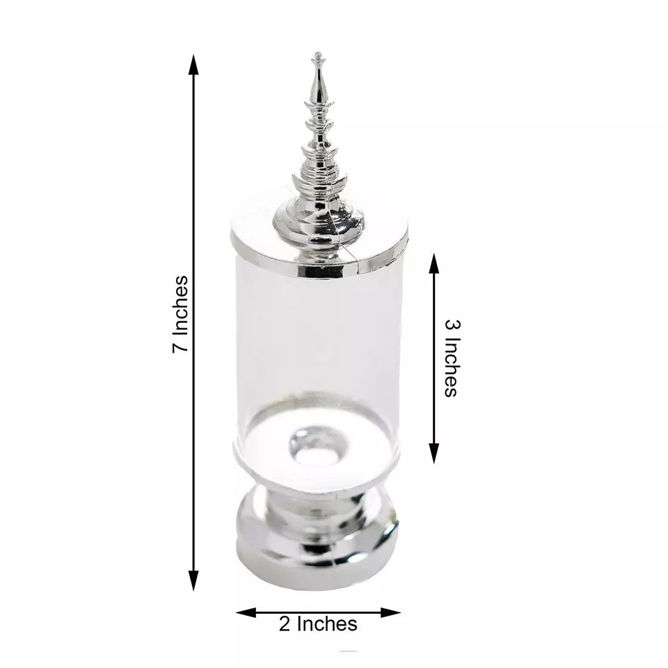6 Silver Clear 7" tall Mini Jars with Lids Favor Holders Party Events Supplies