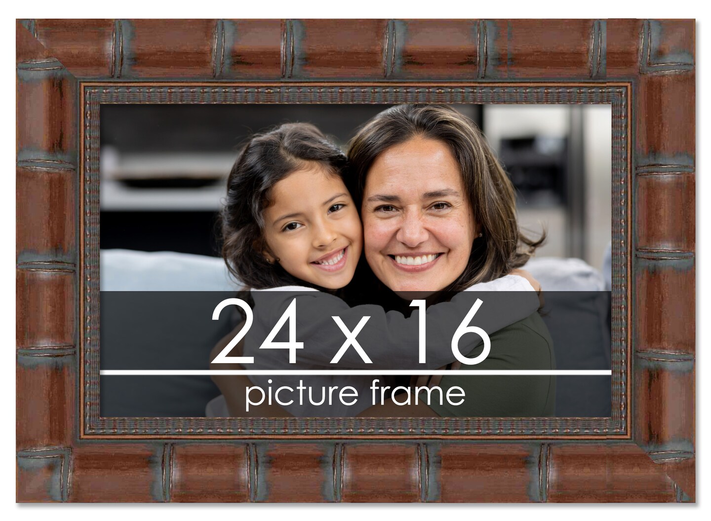 24x16 Wide Bamboo Picture Frame with UV-Resistant Acrylic &#x26; Acid Free Backing, Available in  4 Finishes - Brown, Black, Silver, and Natural