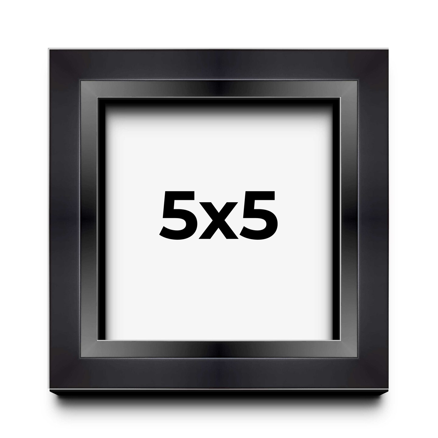 5x5 Minimalist Shadow Box Black Picture Frame - UV Acrylic, Backing, Hanging Hardware