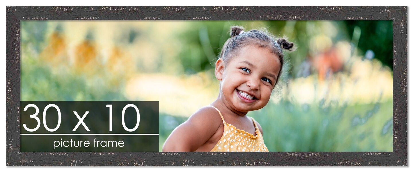 Panoramic Shabby Chic Black Picture Frame - UV Acrylic, Foam Board Backing, Hanging Hardware