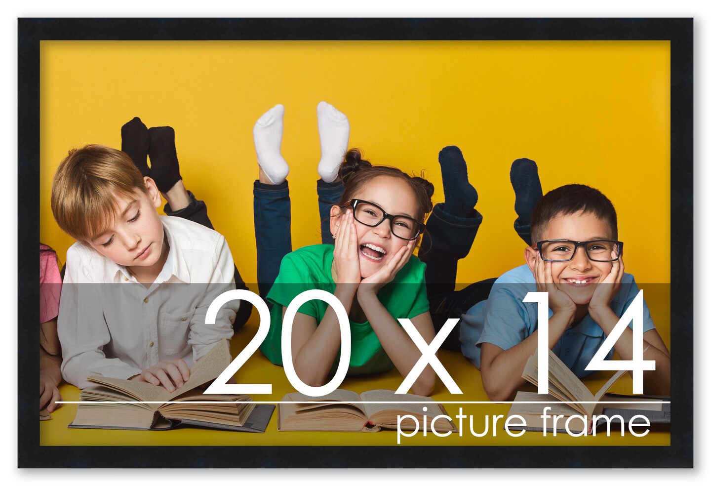 20x14 Solid Wood Picture Frame with UV-Resistant Acrylic &#x26; Acid-Free Backing, Available in 6 Finishes: Matte Black, Matte White, Metallic Bronze, Silver, Natural Wood Grain &#x26; Mahogany